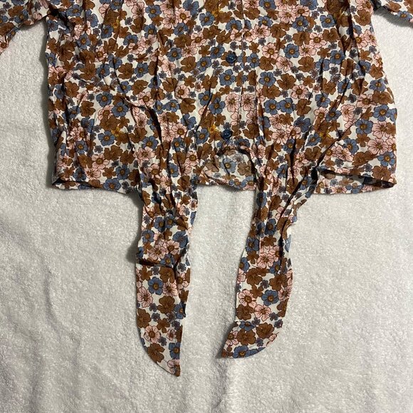 SELFIE Womens Cropped Tie Front Button-Down Top, Size XS, NWT - Picture 6 of 14